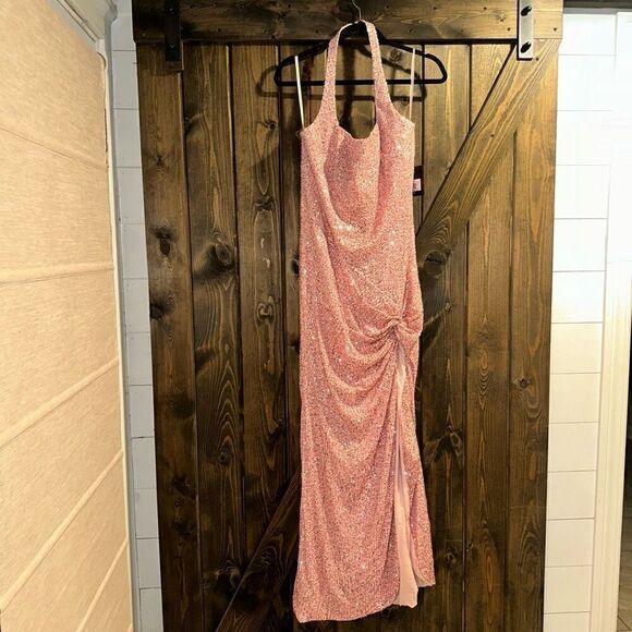 NWT Ieena for Mac Duggar Sequin Neck Halter Evening Gown - Picture 4 of 9